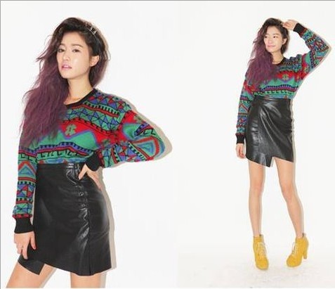 Winter new arrival women's faux leather irregular leather skirt solid color short skirt bust skirt