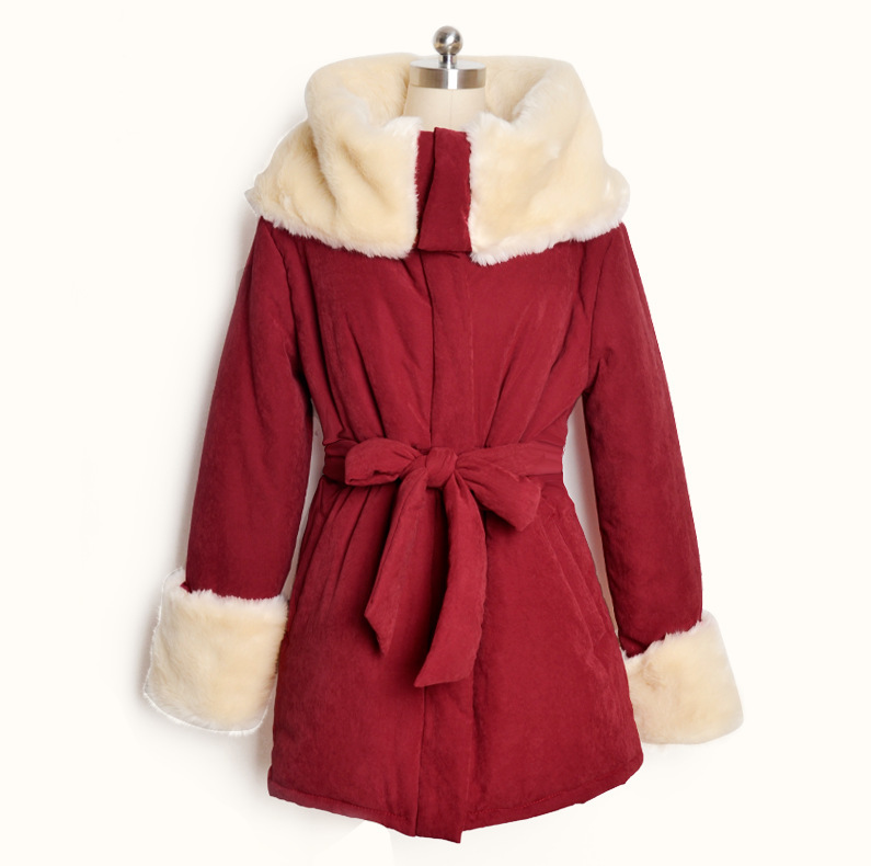 Winter New Arrived ! Large Size 4 Color Women's Fur Collar Down Coat ! Fashion with Belt Parkas ! Free Shipping ! Wholesale
