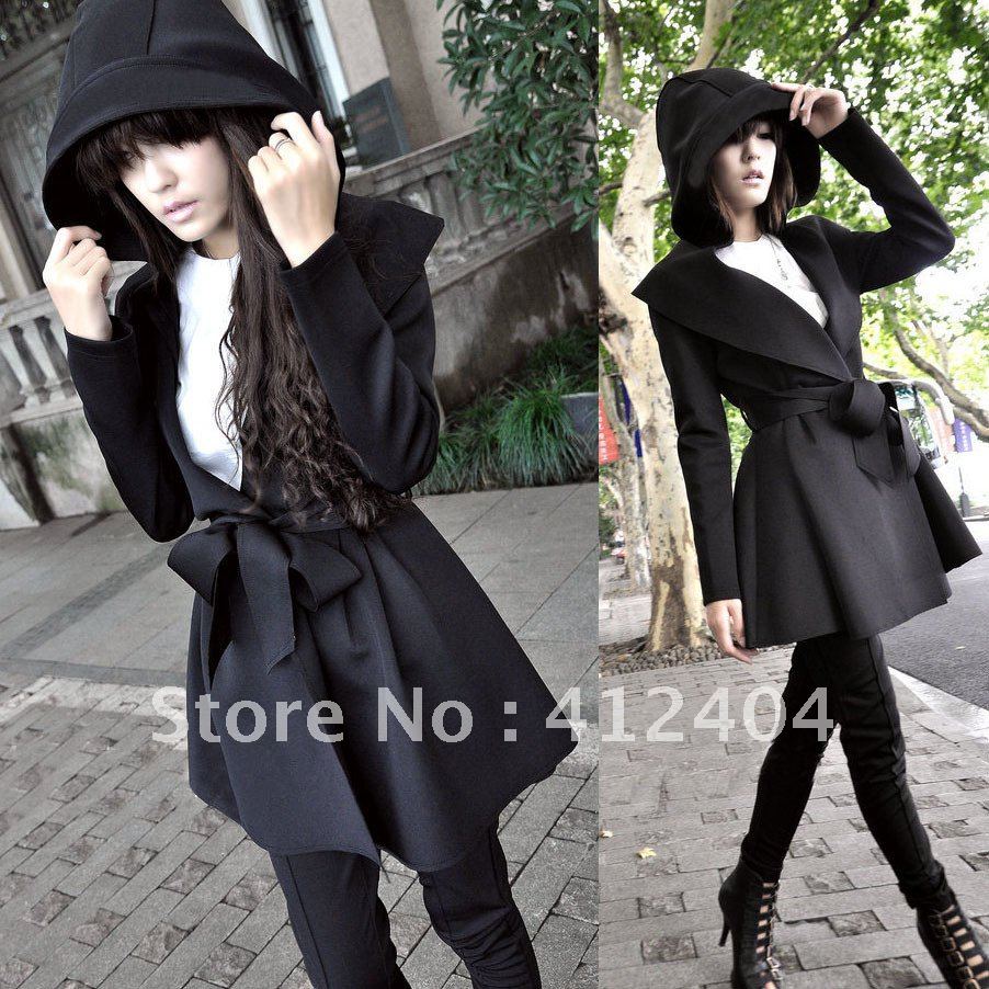 Winter New Stylish Korea Women's Coat Hooded  Outerwear Dresses Style Tops free shipping 3487