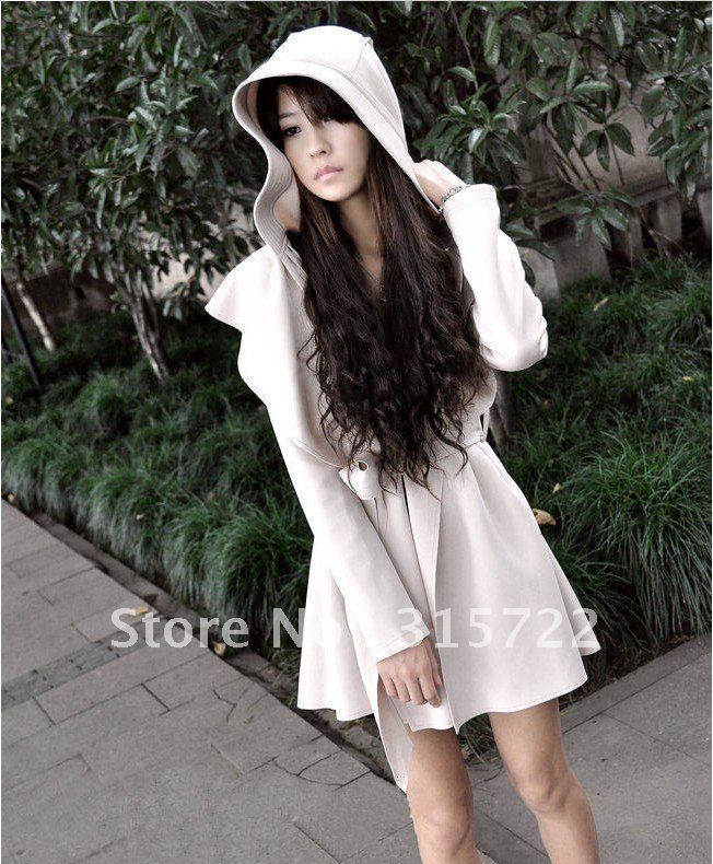 Winter New Stylish Korea Women's Coat Hooded Trench  Outerwear Dresses Style Tops N-006