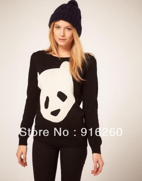 winter of 2012 new Europe and the United States women's polar bears pattern round collar long sleeve upset sweater knit shirt