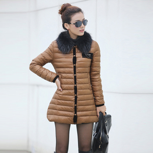 Winter outerwear 2012 down coat female fashion large fur collar medium-long plus size down coat