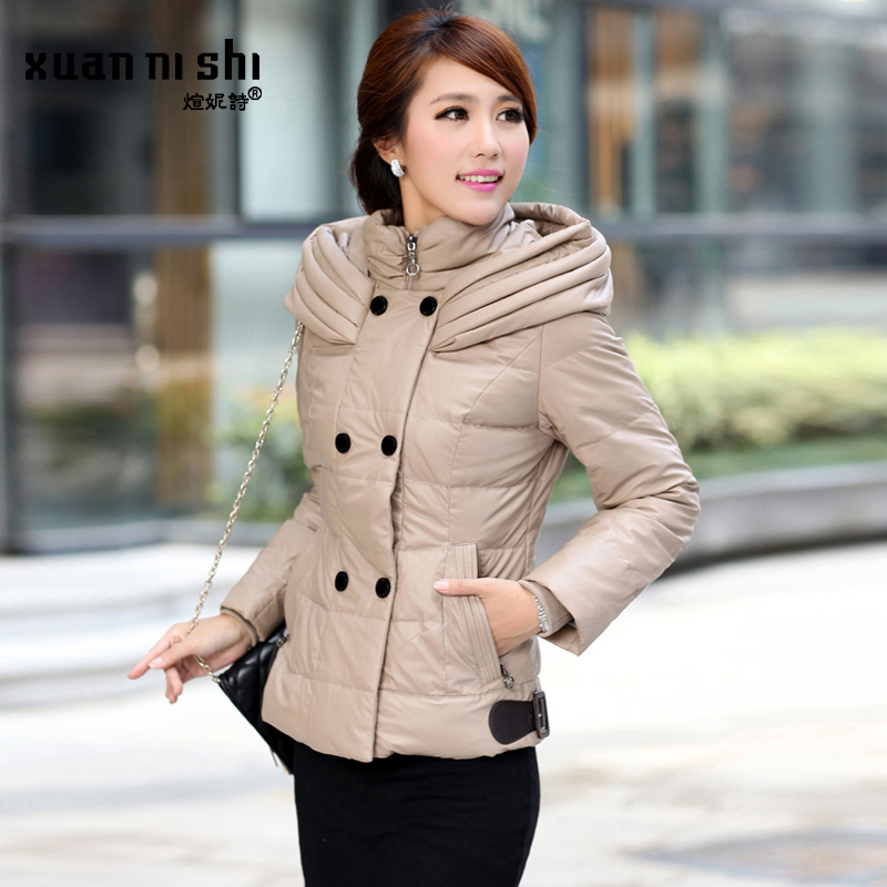 Winter outerwear 2012 down coat female slim short design PU down