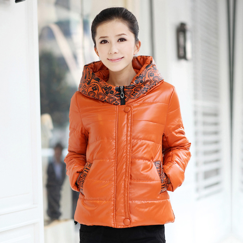 Winter outerwear 2012 women's fashionable casual women's top short design print thickening wadded jacket