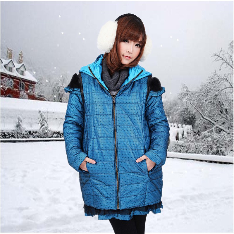 Winter outerwear maternity winter top cotton-padded jacket fashion gauze rabbit fur maternity wadded jacket