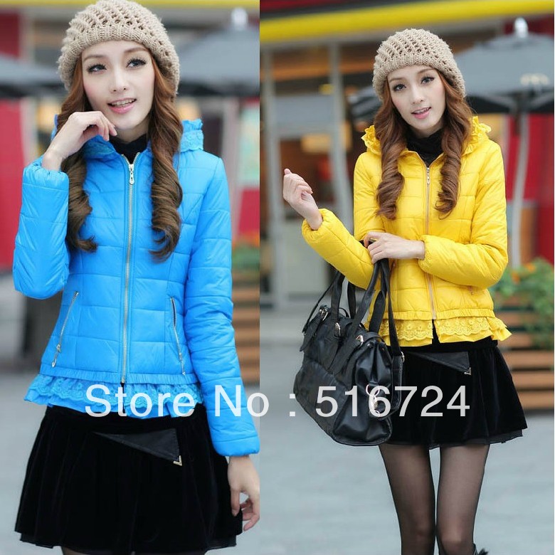 Winter outerwear short design sweet clothing lace decoration slim small wadded jacket down cotton-padded jacket
