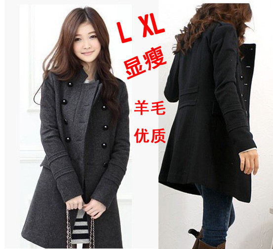Winter outerwear stand collar wool coat medium-long wool trench double breasted outerwear Women