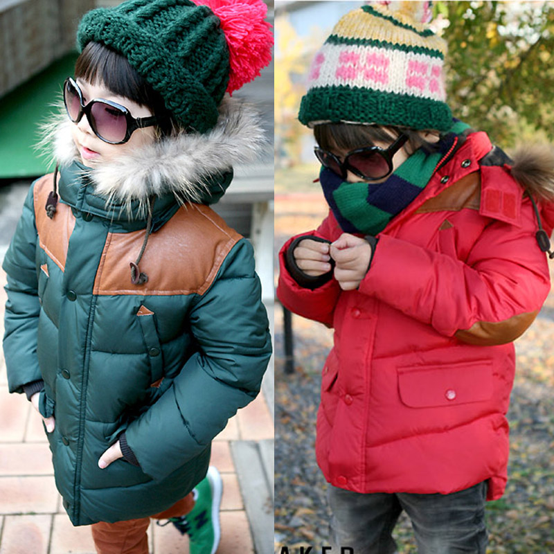 Winter personality male female child color block decoration patch cotton-padded jacket child outerwear cotton-padded jacket