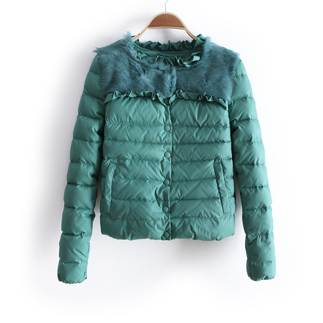 Winter rabbit fur slim thin short down coat female design