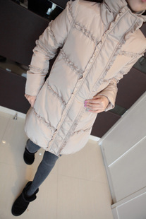 Winter ruffle hem decoration beautiful ol elegant turtleneck down coat wadded jacket outerwear female free shipping