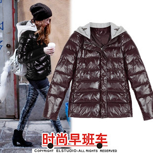 Winter short design black cotton-padded jacket outerwear slim overcoat hooded wadded jacket cotton-padded jacket female fashion