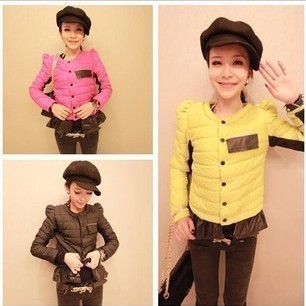 Winter short design wadded jacket slim cotton-padded jacket puff sleeve shoulder pads cotton-padded jacket outerwear female 5
