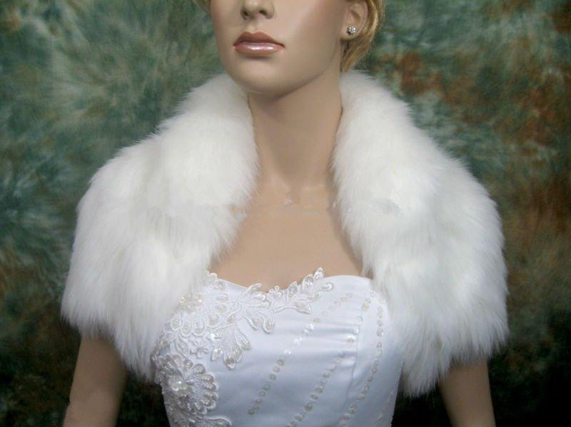 Winter Simple High Neck Bolero Faux Fur Short sleevees 2012 Free Shipping Wedding Accessories Bridal Shawl Wrap Jacket