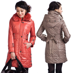 Winter slim casual with a hood fur collar wadded jacket cotton-padded jacket female medium-long thickening (WC091)