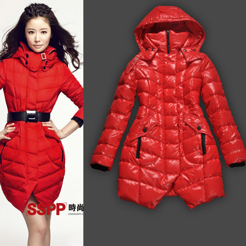 winter star red placketing down coat outerwear