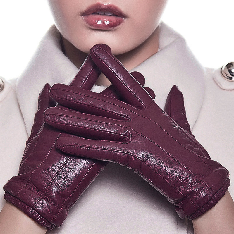 Winter thermal genuine leather gloves women's short design soft sheepskin gloves igsbw12172