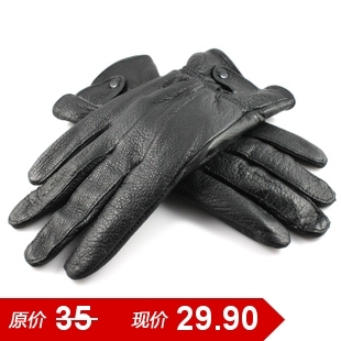 Winter thermal leather gloves general fashion genuine leather gloves winter thickening fleece cycling gloves