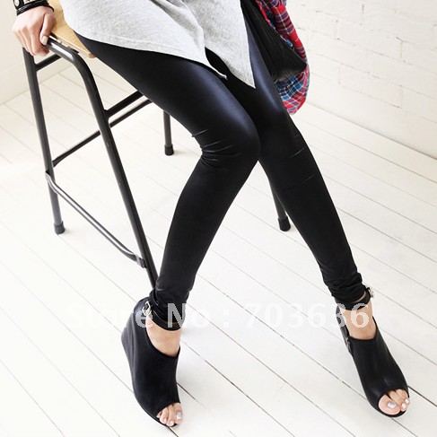 Winter thermal legging black matt leather pants faux leather legging fashion thickening trousers g038