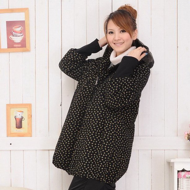 Winter thermal maternity thickening wadded jacket with a hood cotton-padded maternity outerwear fashion maternity winter