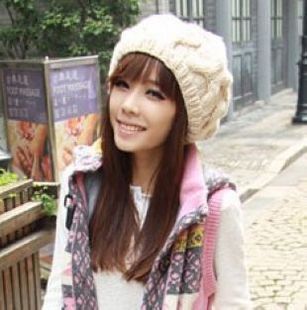 Winter thermal twisted knitted hat knitted hat ball beret