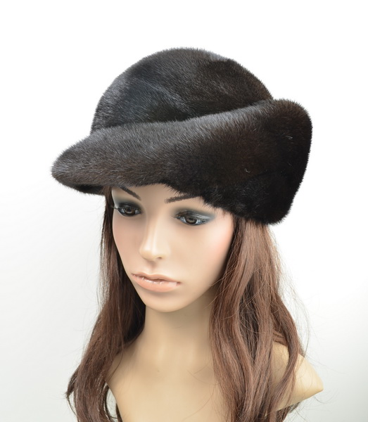 Winter thermal women's full leather mink hat genuine leather hat fur millinery gift