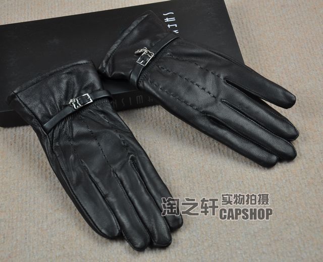 Winter thermal women's hasp sheepskin gloves genuine leather gloves