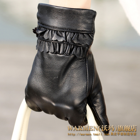Winter thermal women's short design genuine leather sheepskin gloves l122nq