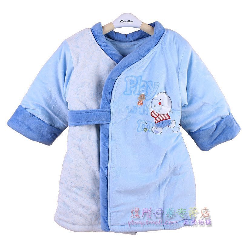 Winter thick coral fleece cotton-padded baby robe bandage bathrobes child sleepwear sleeping bag