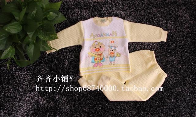 Winter thickening child thermal cartoon buckle set underwear set cotton sweater pants