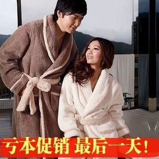 Winter thickening coral fleece robe cartoon male Women bathrobes lovers sleepwear coral fleece lovers robe