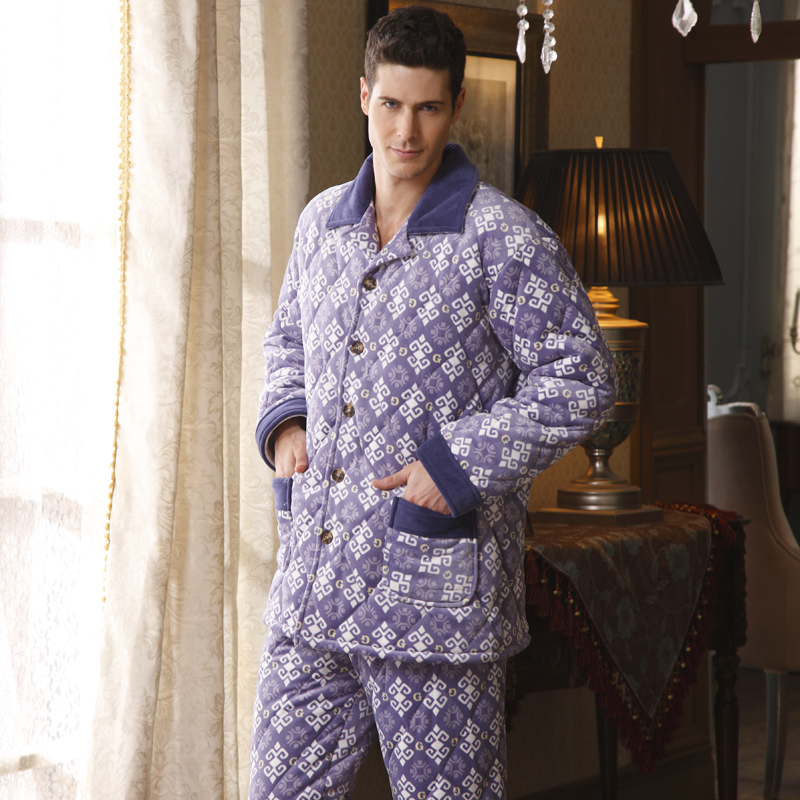 Winter thickening sleepwear cotton-padded thermal male long-sleeve sleepwear lounge autumn and winter sleepwear 7083