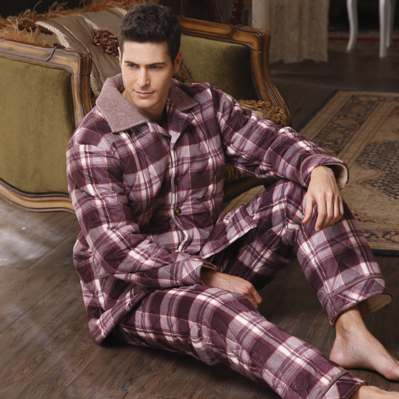 Winter thickening sleepwear cotton-padded thermal male long-sleeve sleepwear lounge autumn and winter sleepwear 8413