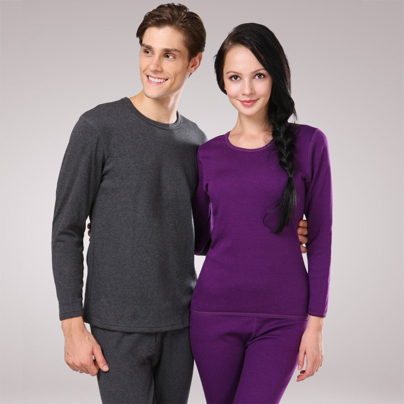 Winter thickening wool thermal lovers underwear autumn and winter male women's thick thermal underwear set