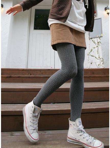 Winter thicker ultra-thin knitted wool the cannabis rib pantyhose \