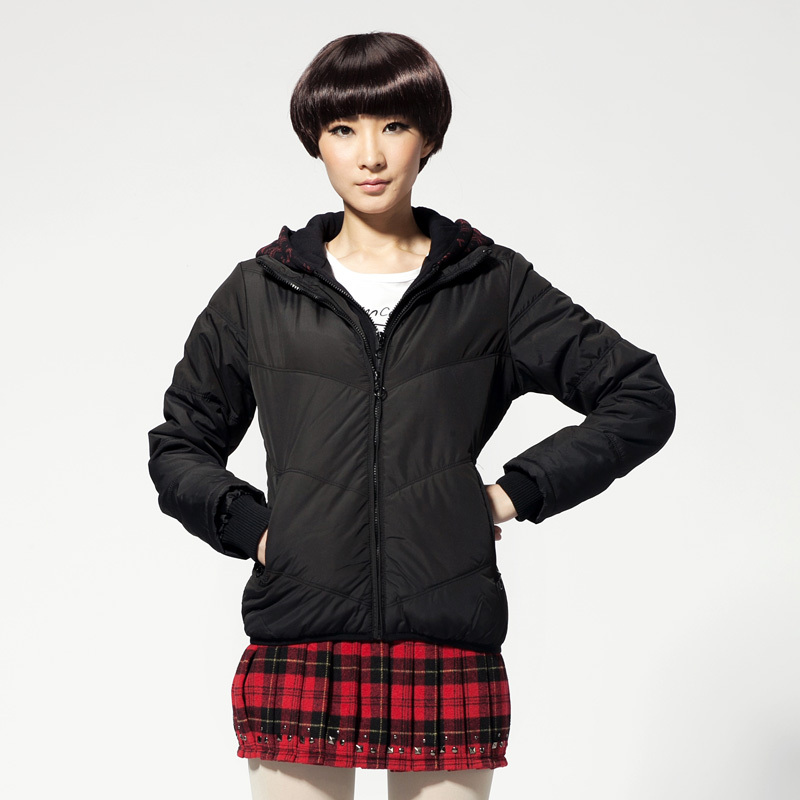 Winter TONLION women's with a hood wadded jacket female solid color cotton-padded jacket cotton-padded jacket