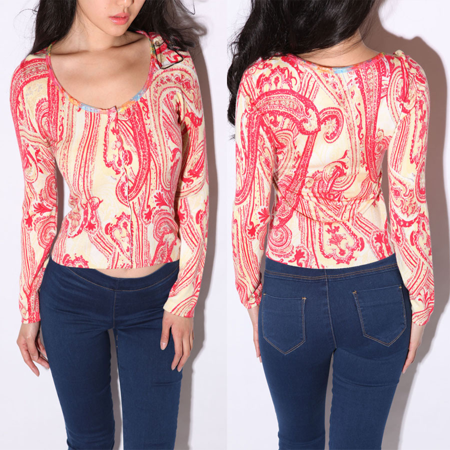 Winter vintage unique gauze neckline design long-sleeve short sweater cardigan