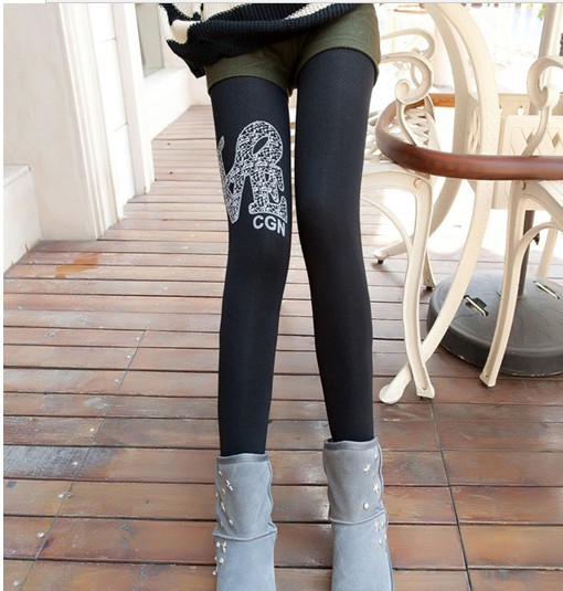 winter warm fashion ladies'legging &seamless print knee socks and stockings FREE SHIPPING !