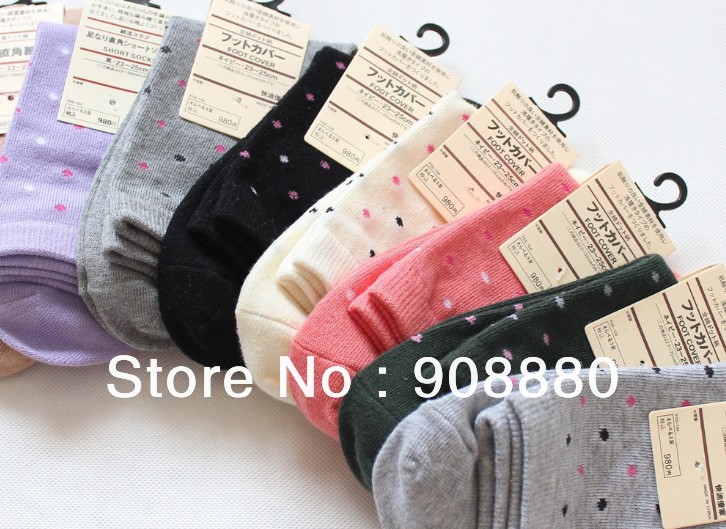 winter warm Polka Dot cotton unisize socks wholesale mix color cotton socks suits male and female 20 pairs/lot