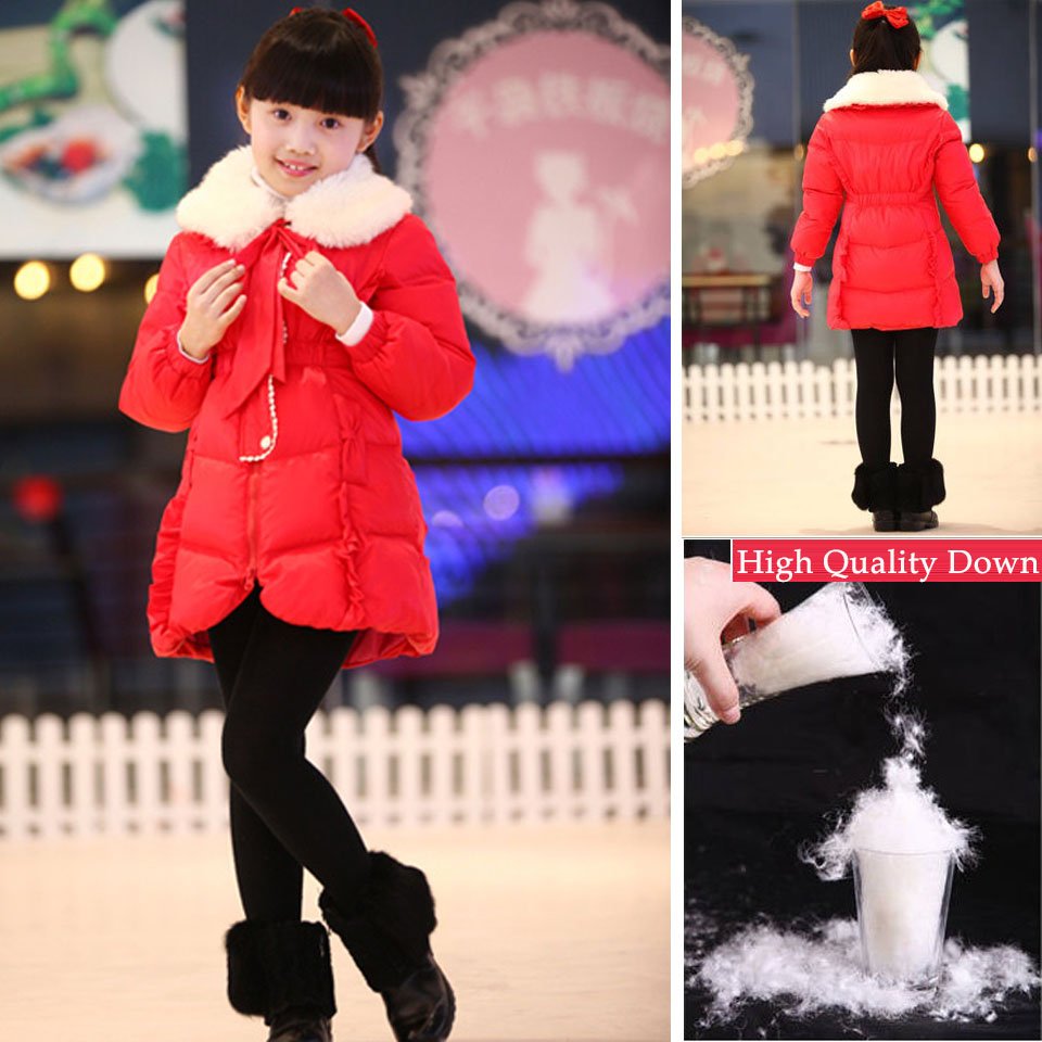 Winter warm wear Girls Down Coat Jacket Babe out Collar Fur Casual cloth Kids suits Children Costume Korean