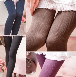 Winter Warm Women Velvet Pantyhose 2012 Newest Skinny Pants Heart  Thickening Women Tights KC Free Shipping Over$15