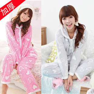 Winter winter autumn heart princess women's coral fleece sleep set lounge