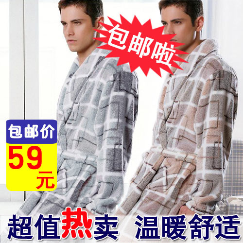 Winter winter male coral fleece robe bathrobes men's sleepwear at home service