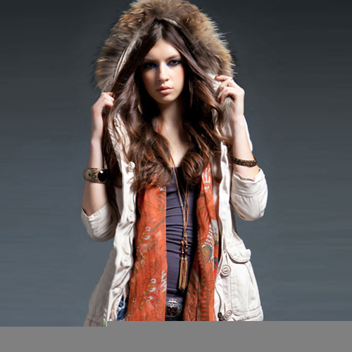 Winter with a hood cotton-padded trench outerwear 118165
