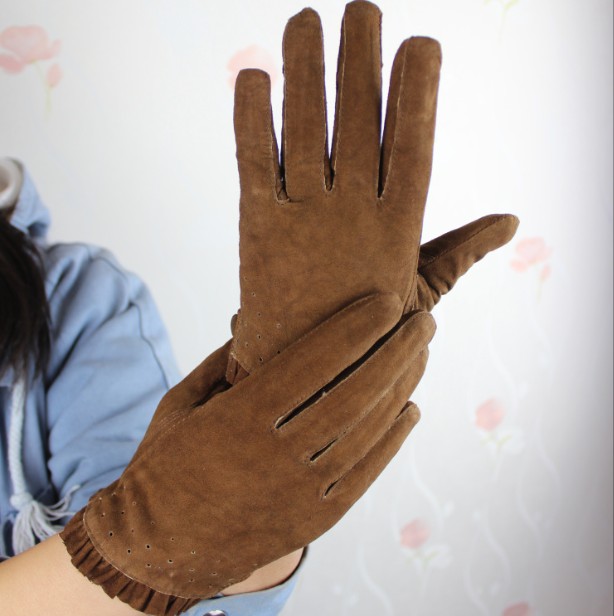 Winter women genuine leather gloves design fashion short sheepskin gloves
