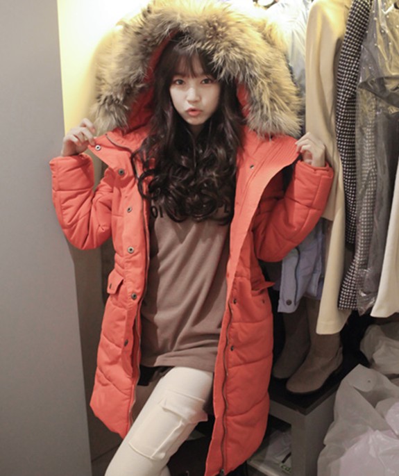 Winter women's 2013 raccoon fur hat jacarandas long design down cotton overcoat hot  free shipping