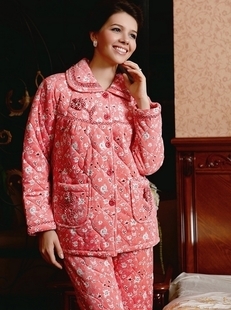 Winter women's cotton-padded sleepwear thermal thickening coral fleece cotton-padded lounge set cotton-padded jacket