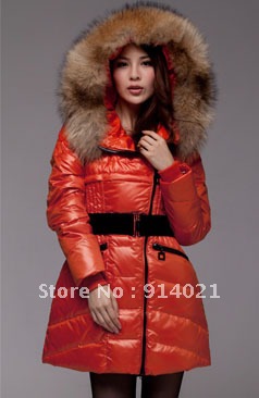 Winter women's down coat large fur collar, 90% duck's down medium-long women's down coat,6 colors combination