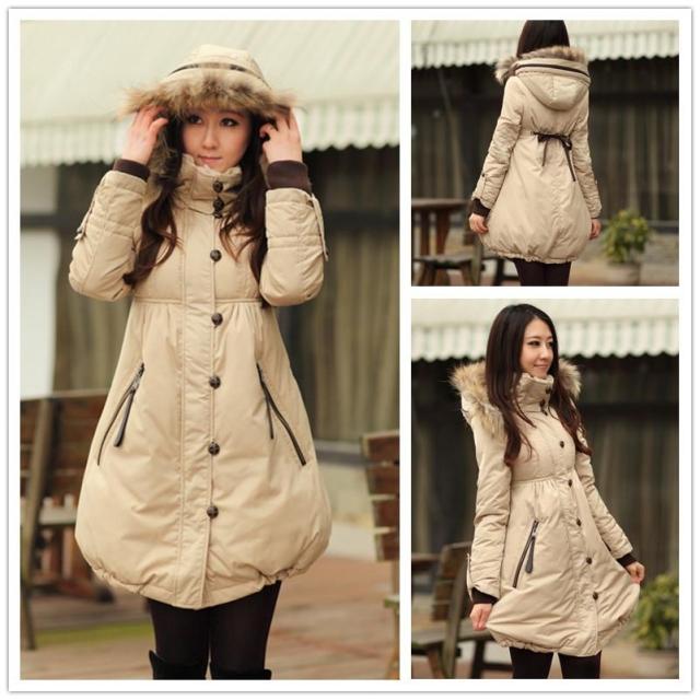 Winter women's fur collar medium-long plus size down coat female