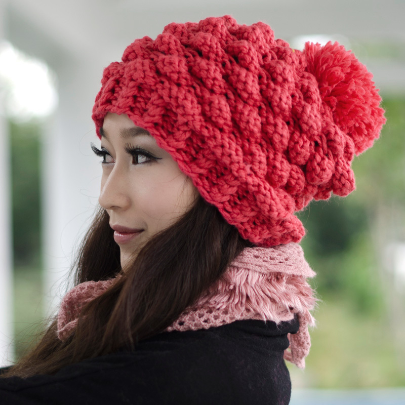 Winter women's hat large sphere pineapple hat knitting wool knitted hat coarse knitted hat