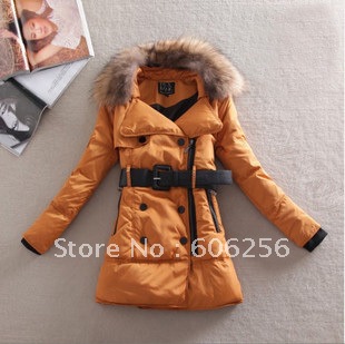 winter women's large fur Raccooon collar  thickening slim down coat ,fashion winter down jacket,warm coat  3 colors